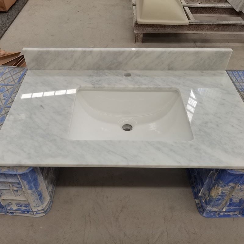 Rectangle Sink 25 Inch Carrara Marble Vanity Top