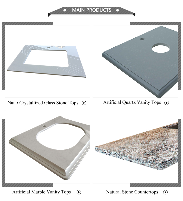 White Nano Glass Stone Vanity Top - vanity-top