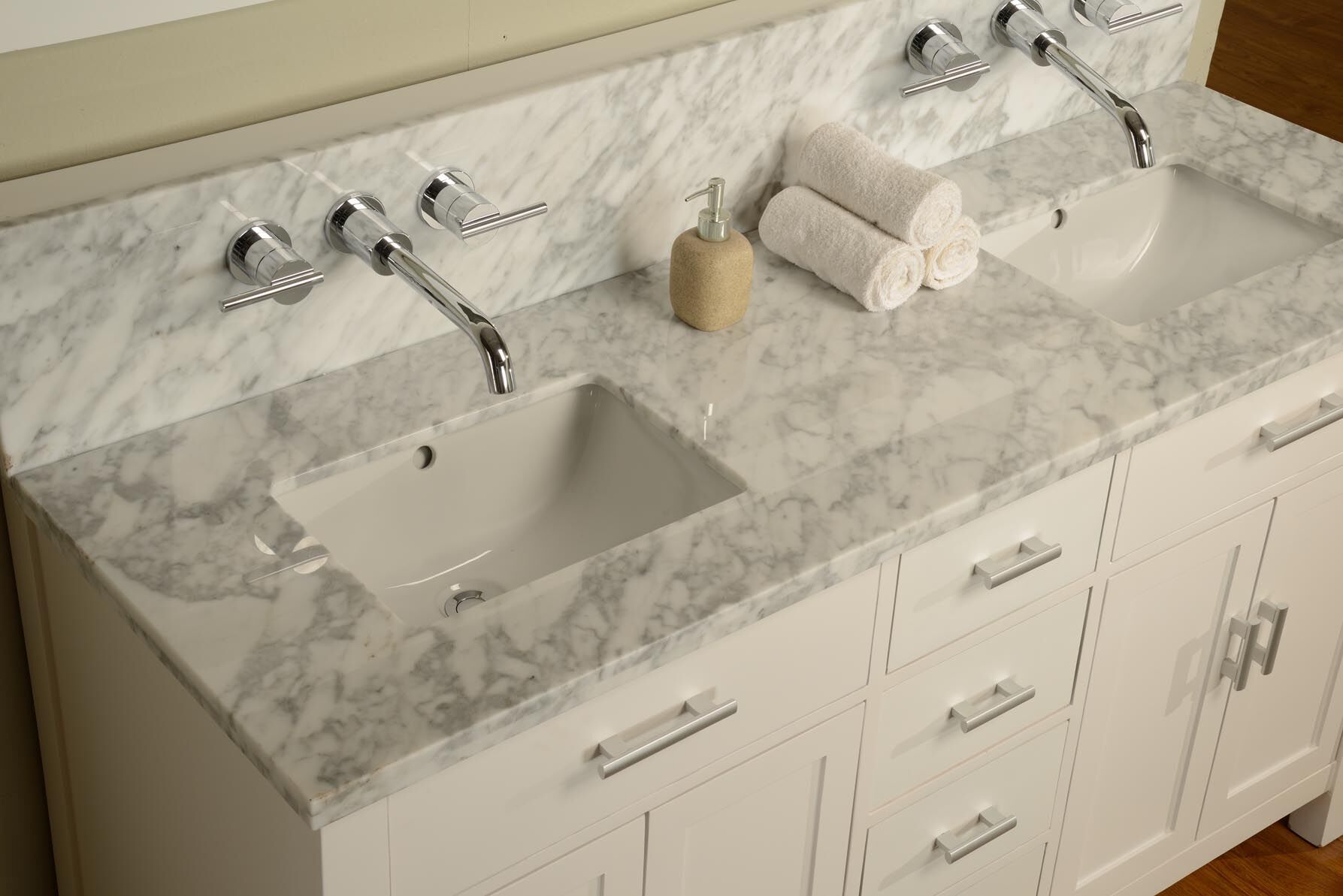 Italian Carrara White Marble Vanity Table Top - vanity-top