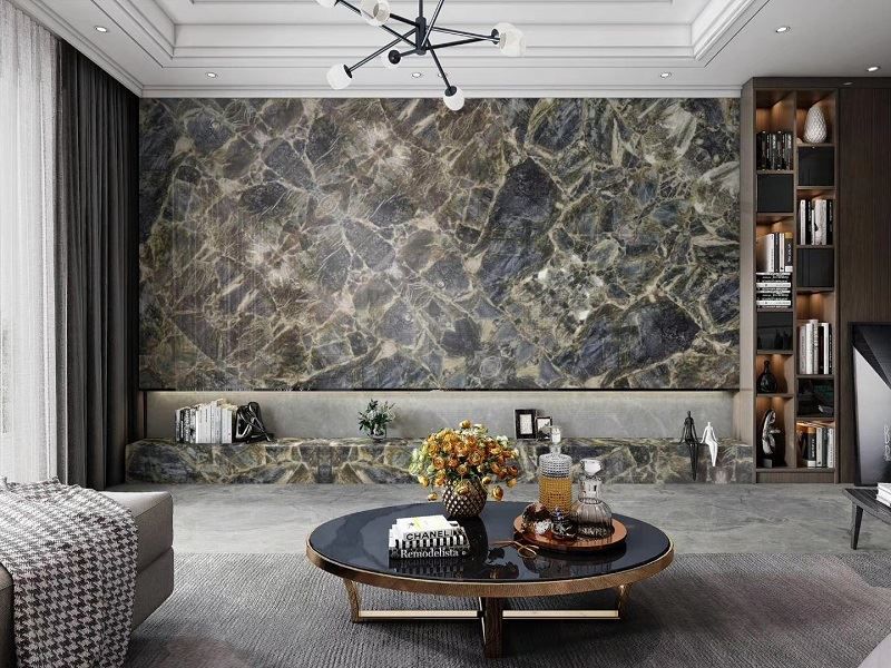 Dark Green Marble Slab for Background Wall