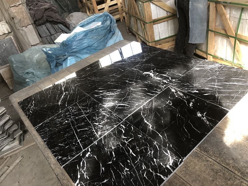 Black Marble with White Veins