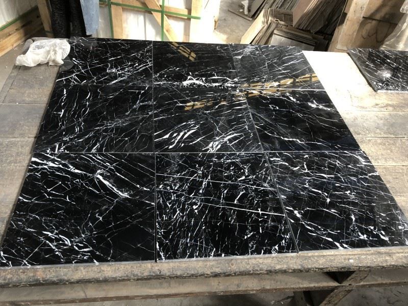 Marquina Black Marble Tiles With More White Veins - marble-tiles