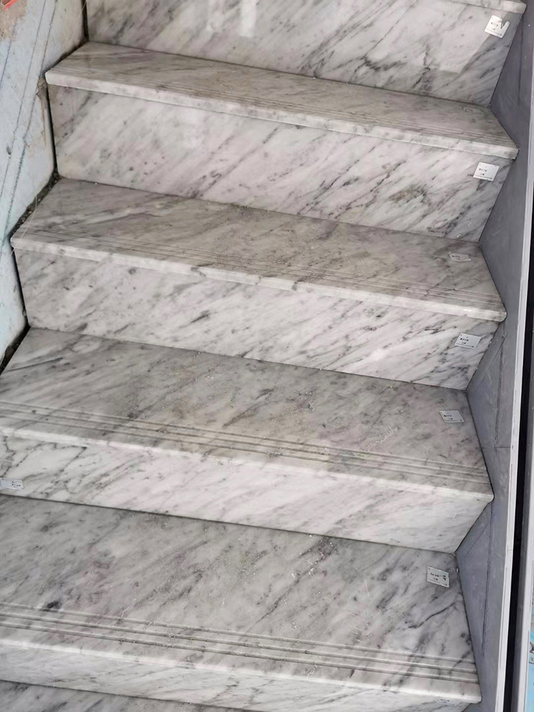 Carrara White Marble Stairs For Home - marble-tiles