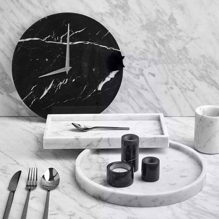 Modern Marble Wall Clock - marble-tiles