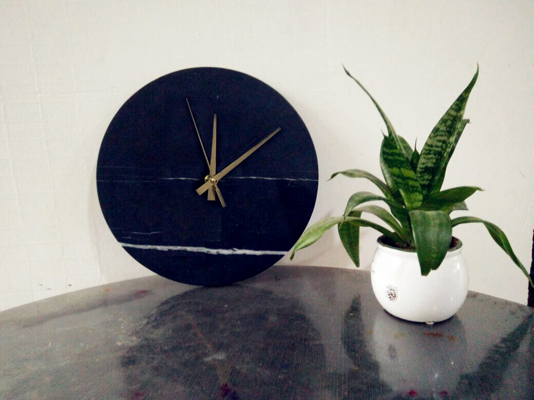 Modern natural marble wall clock - marble-tiles