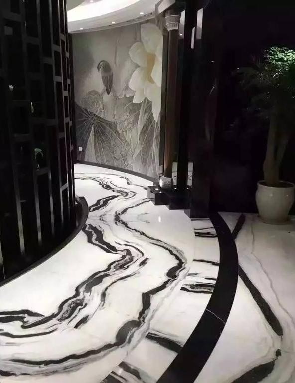 Panda White Marble with Black Veins Slab Tile - marble-slabs