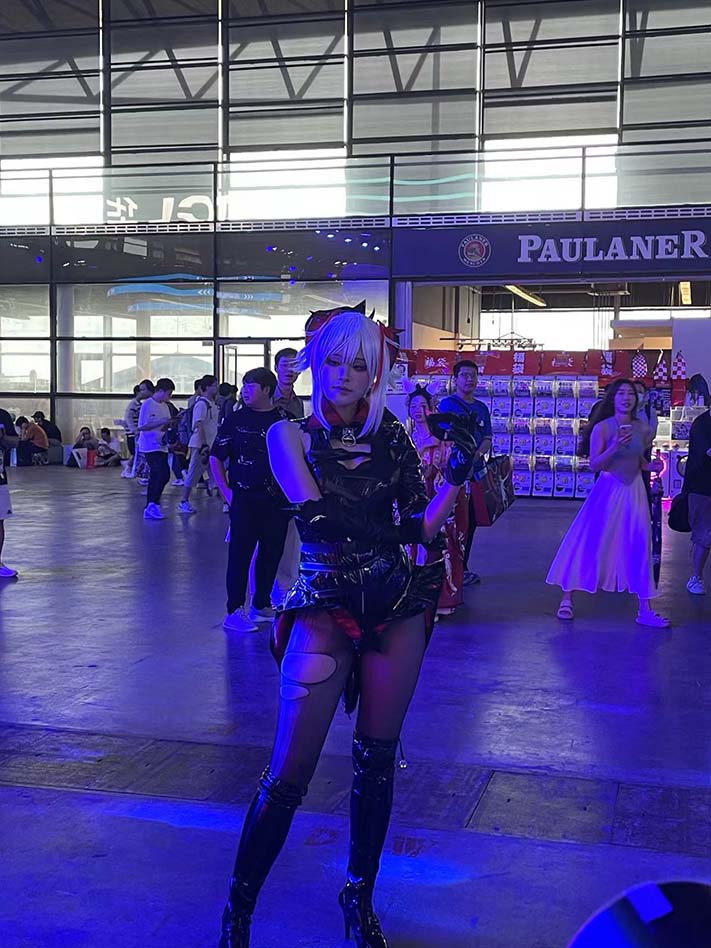 Chinajoy cosplay during the event in Shanghai. Young individual cosplaying as a female looking character