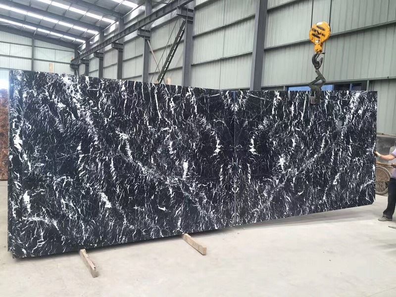 PERFECT STONE - Black Marquina Marble Tiles With More White Veins