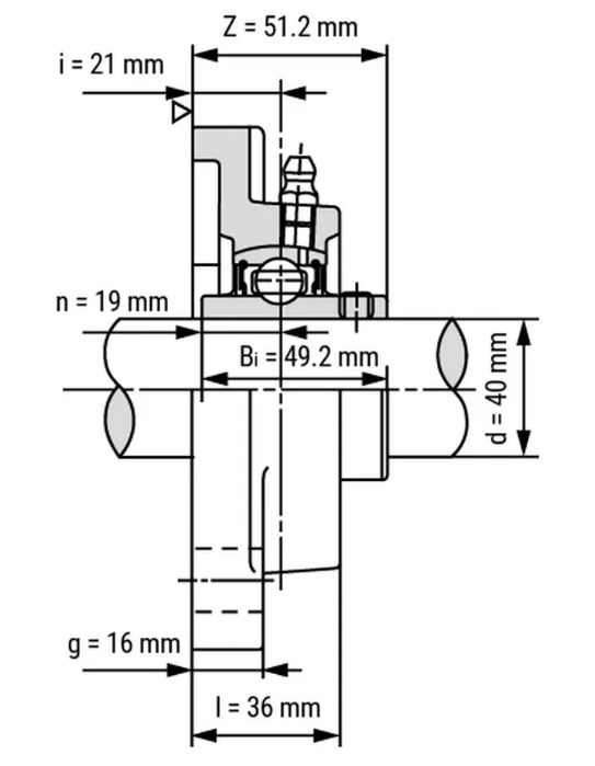 Palier à semelle en acier inoxydable de 40 mm SSUCF208-24