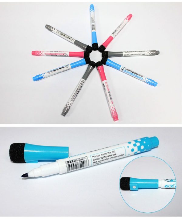 custom multi-color droog uitwisbare white board marker set met magneet en gum