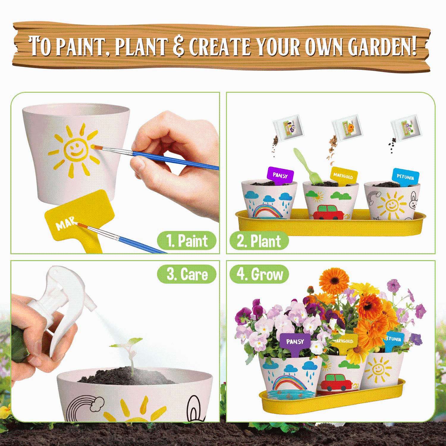 Garden Kit Paint & Plant Flower Growing Kit Garden Kit