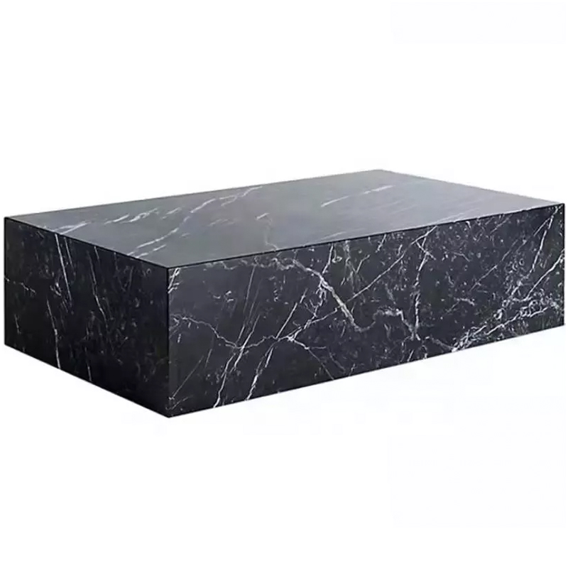 Exquisite Craftsmanship of Low Marble Plinth Coffee Table