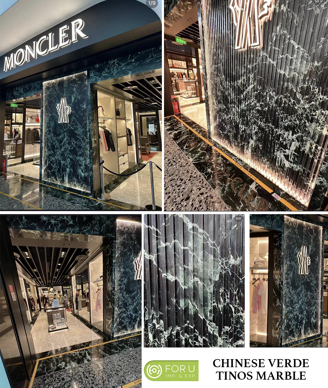 Verde Tinos Marble Wall and Floor Projects for Boutique Stores Projects | FOR U STONE