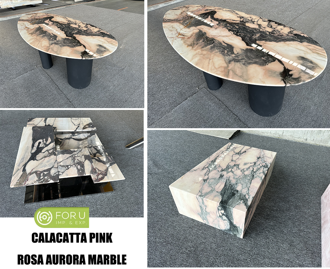 Calacatta Pink Rosa Aurora Marble Table Collection From FOR U STONE