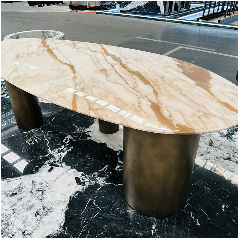 Calalacatta Oro Chinese Marble Oval Tables FOR U STONE