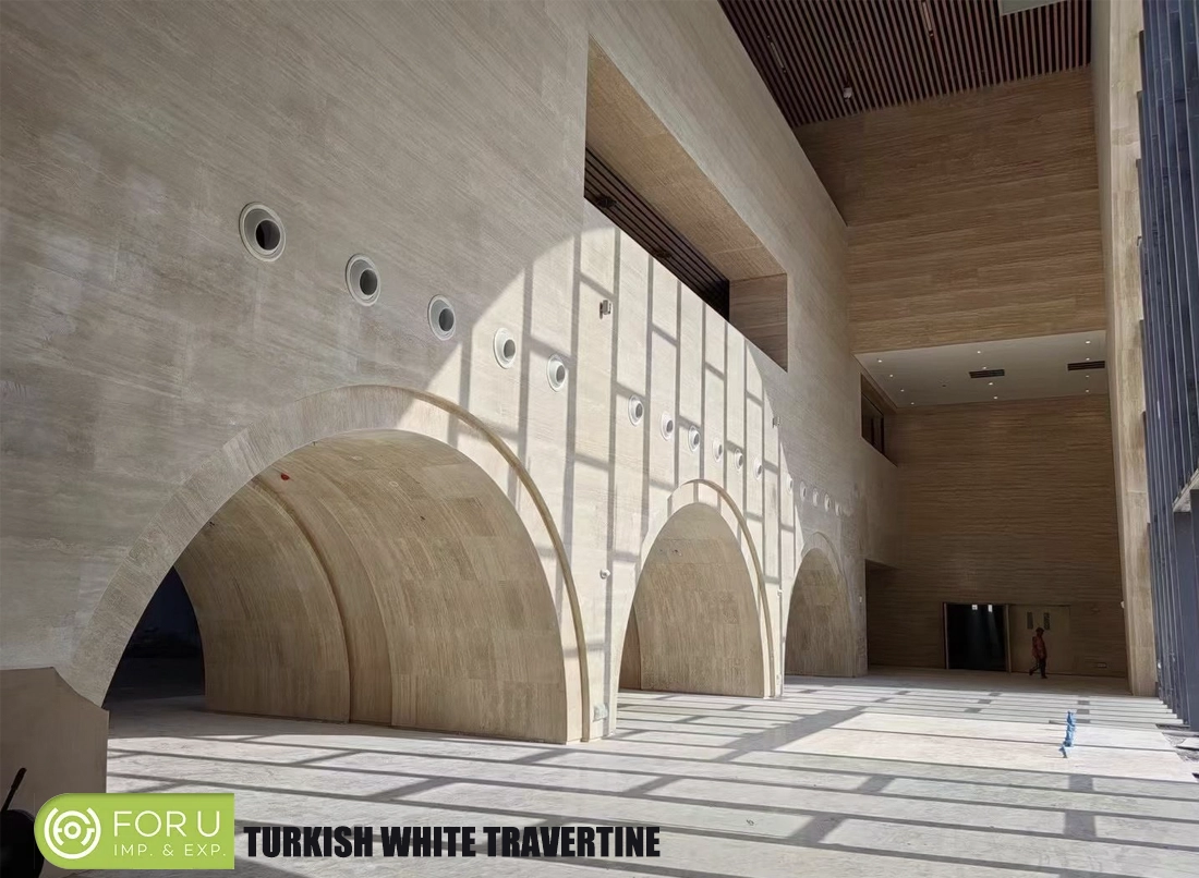 White Travertine Internal Wall Panel Station Projects FOR U STONE