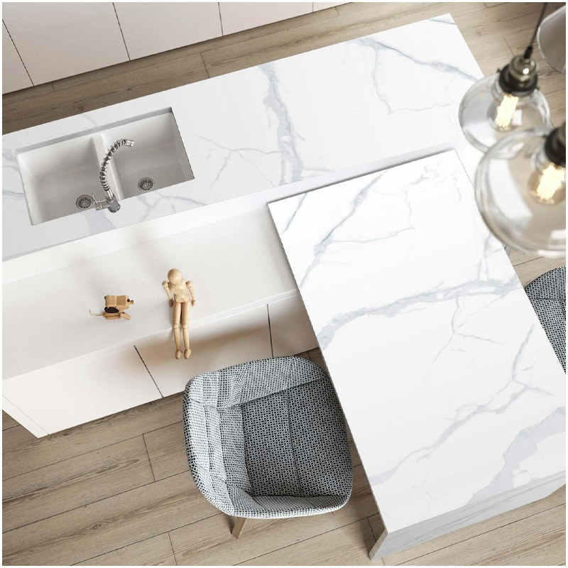 Calacatta Marble Effect Ultra Compact Slab For Kitchen Countertops