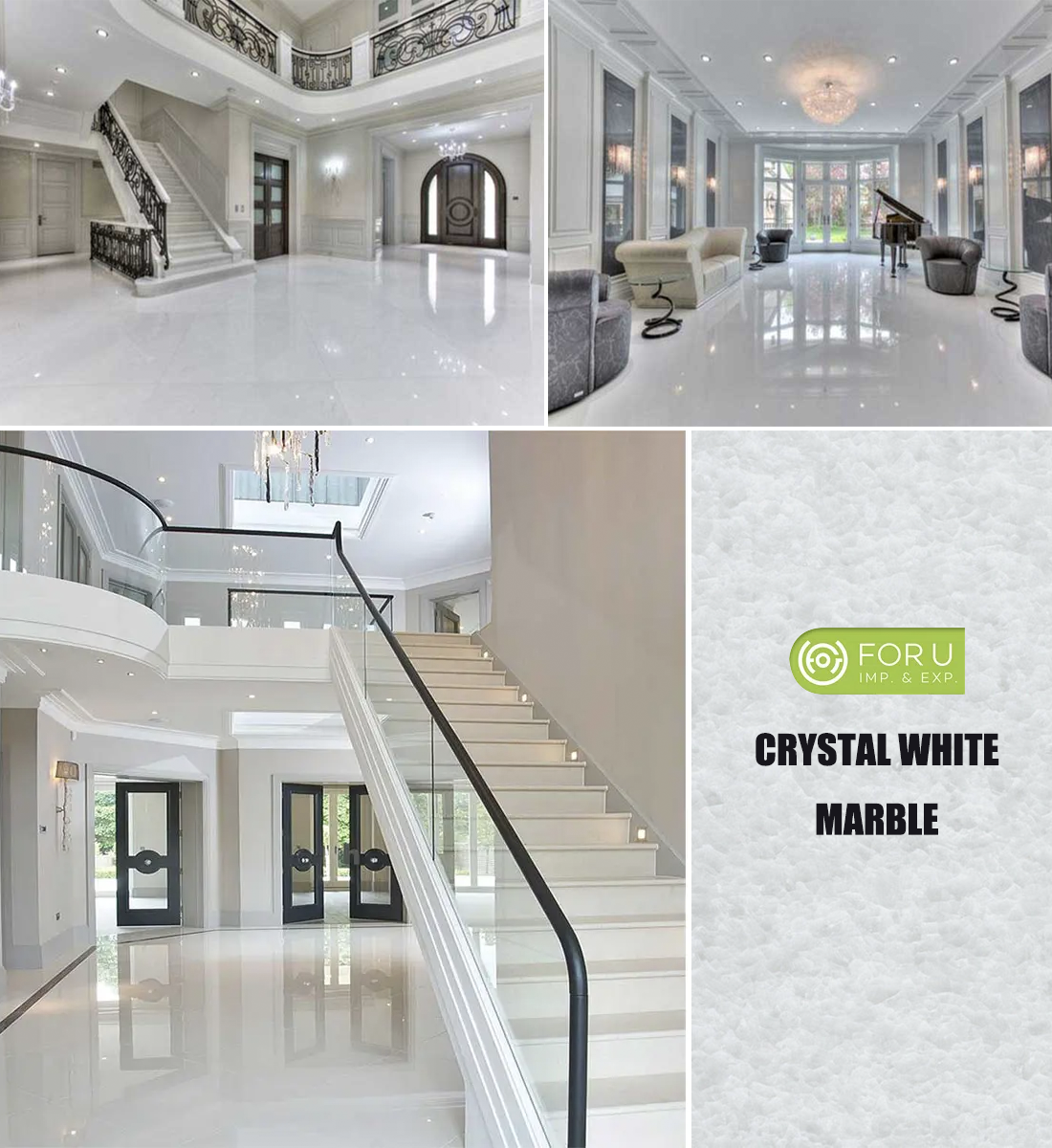 Crystal White Marble Indoor Floor Tiles Projects FOR U STONE