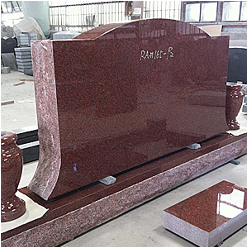 Red Granite Upright Headstone