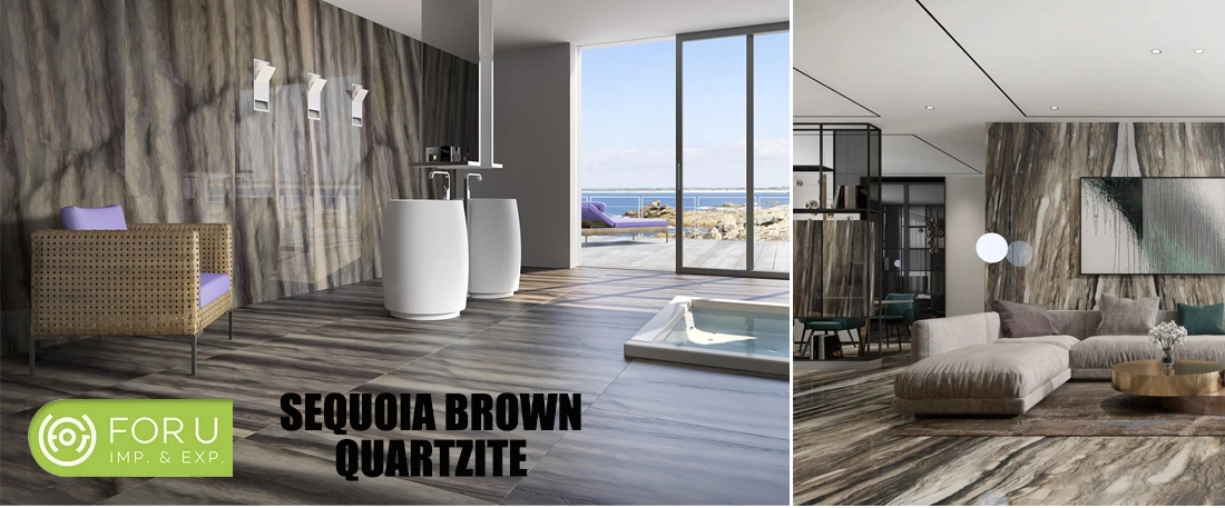 Sequoia Brown Quartzite indoor Floor and Wall projects FOR U STONE
