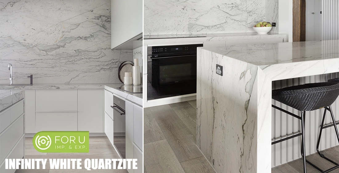 Infinity White Quartzite Kitchen Countertop Designs FOR U STONE