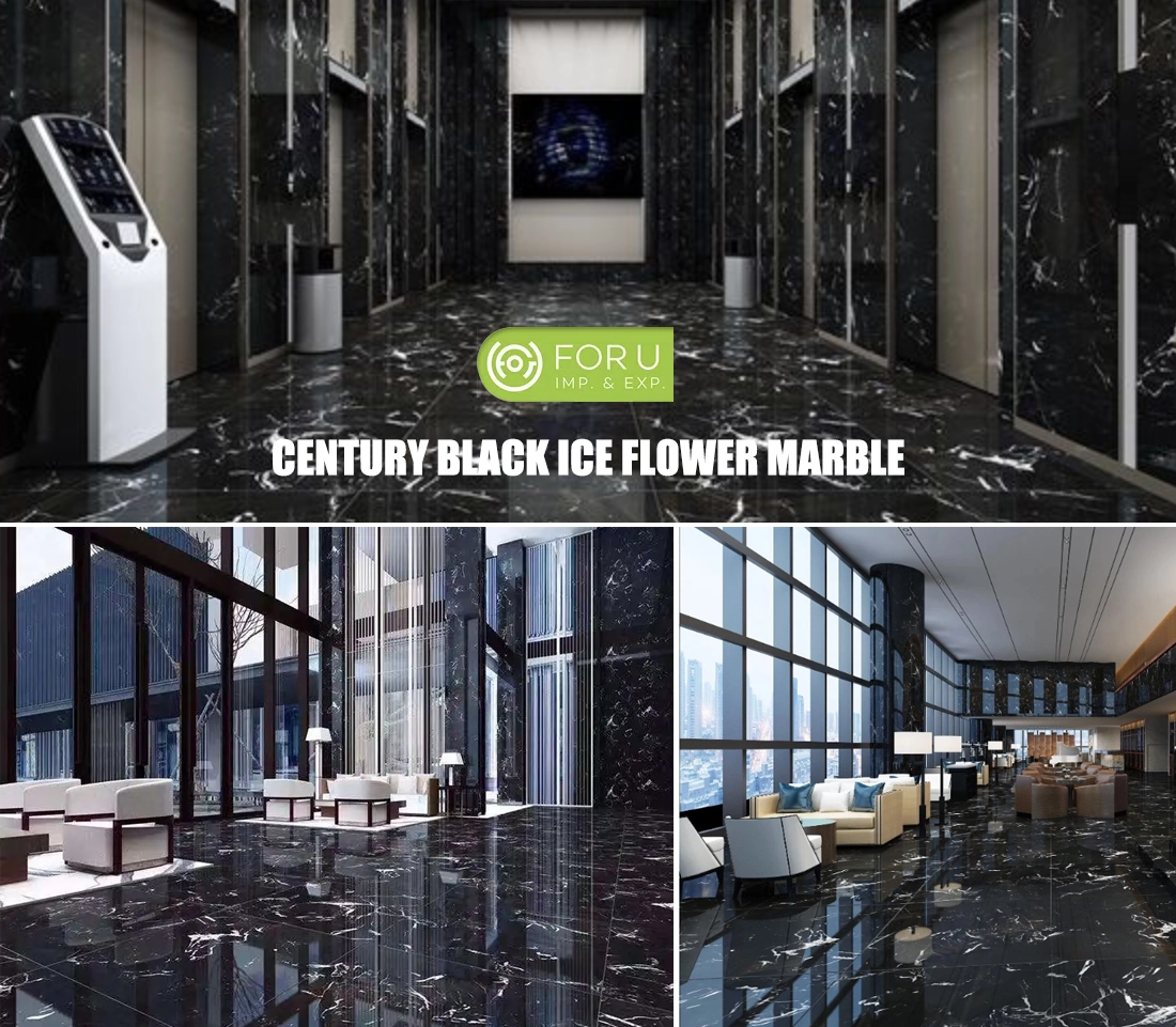 Century Black Ice Flower Marble For Grand Hotel Lobby projects FOR U STONE