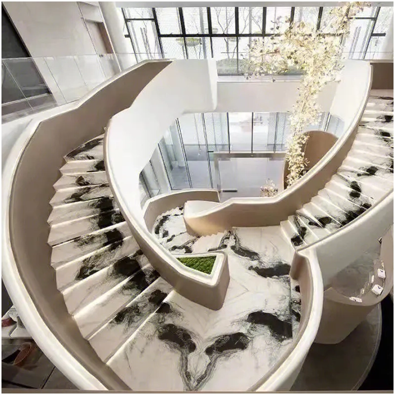Panda White Marble Luxury Stairs Projects FOR U STONE
