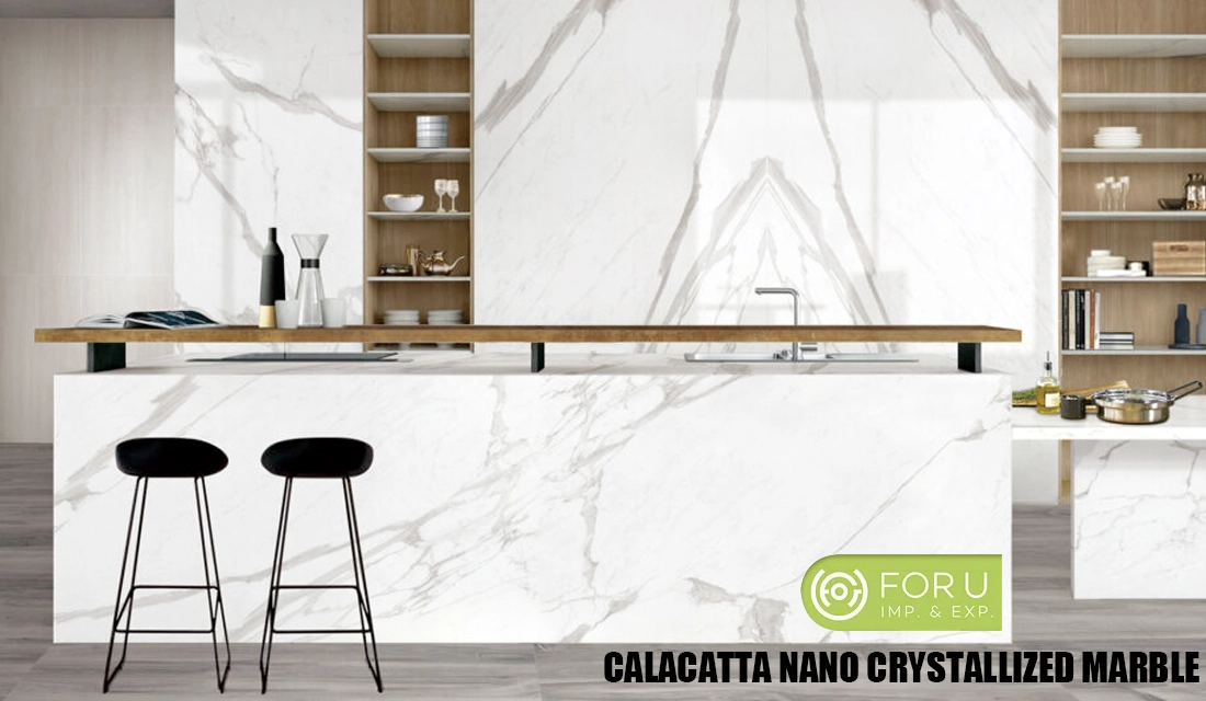 Nano Crystallized Calacatta Marble Kitchen Countertop Projects FOR U STONE