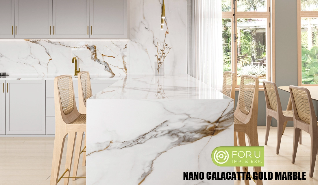 Super Nano Calacatta Gold Marble Kitchen Countertop Projects FOR U STONE