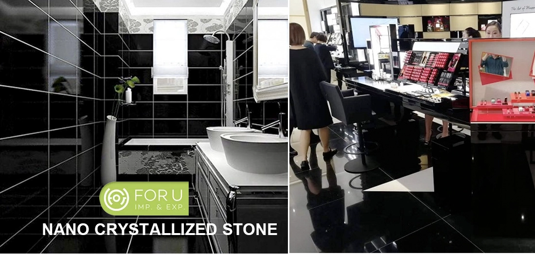 Super Black Nano Crystallized Marble Tiles and Bar Tops Projects FOR U STONE