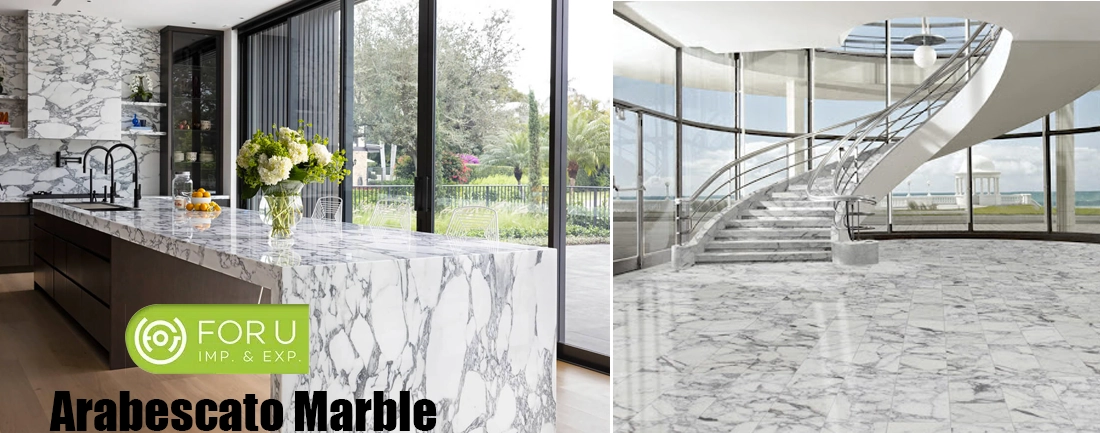 Luxury Calacatta Arabescato Marble Countertops and Flooring Project FOR U STONE