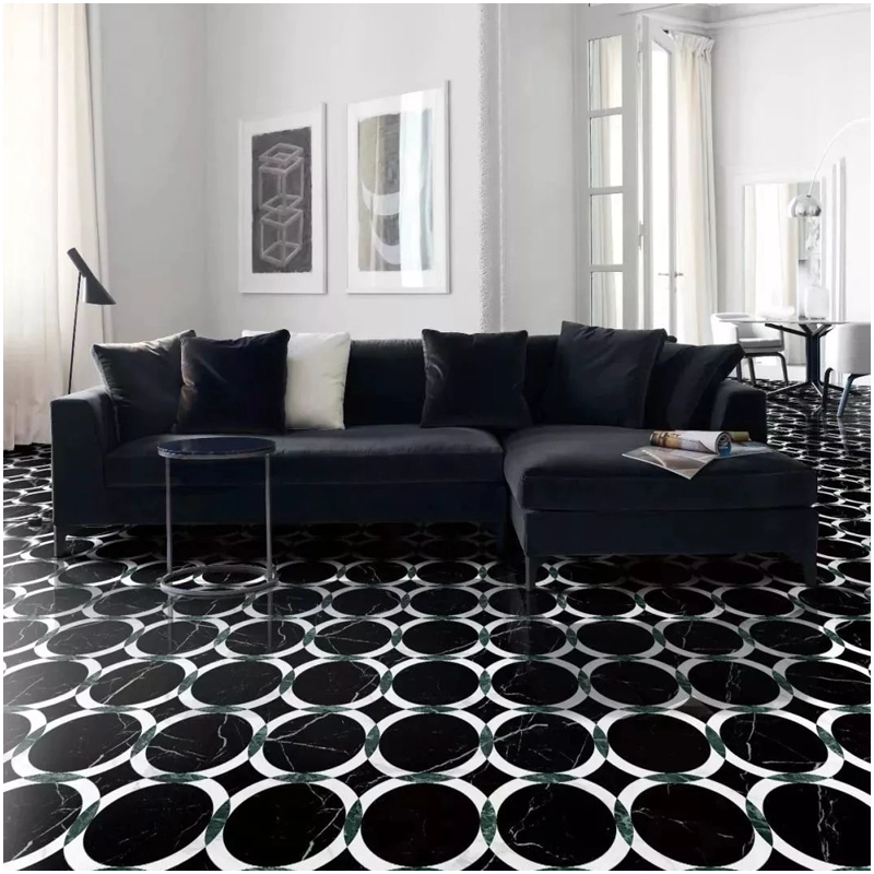 Nero Marquina Black Marble Waterjet Floor Tiles