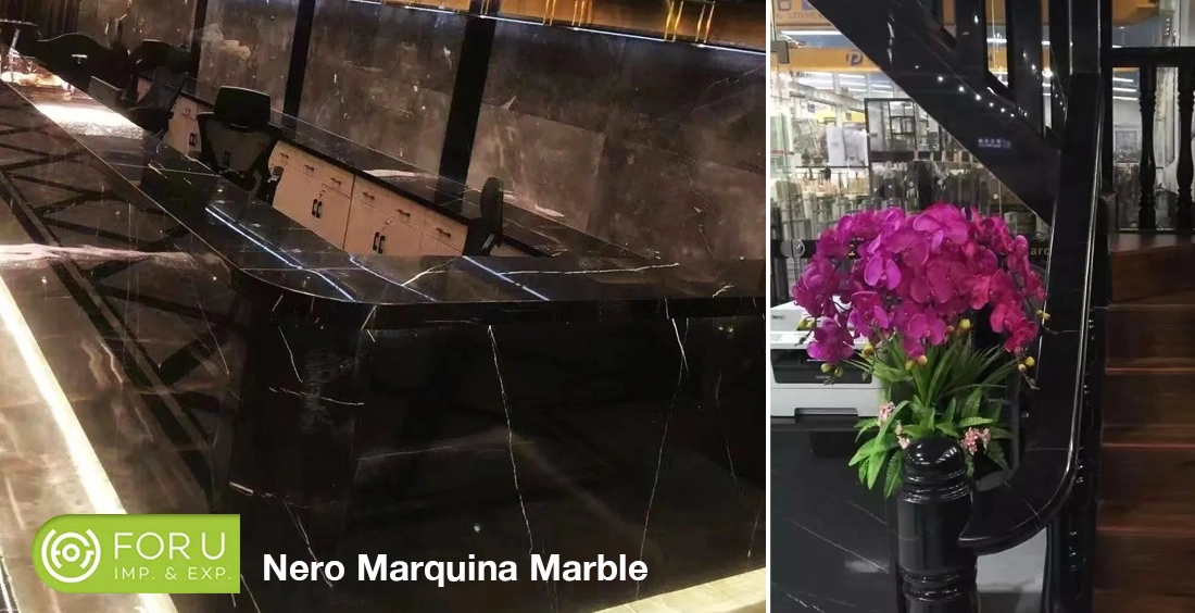 Nero Marquina Marble Countertops and Stairs projects FOR U STONE