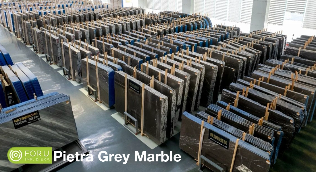 Chinese Largest Pietra Grey Polished Marble Slabs Warehouses FOR U STONE