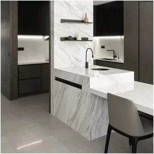 Volakas White Marble Kitchen Island Countertops For Luxury Residences