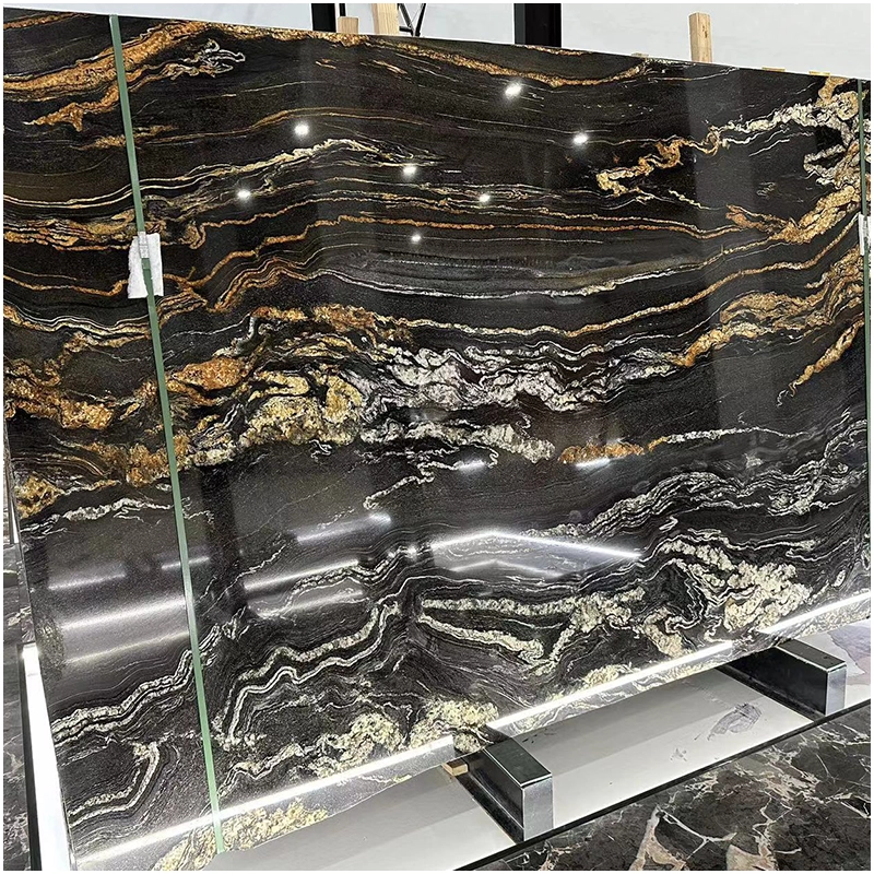 Black Fusion Granite Slabs For Kitchen Countertops