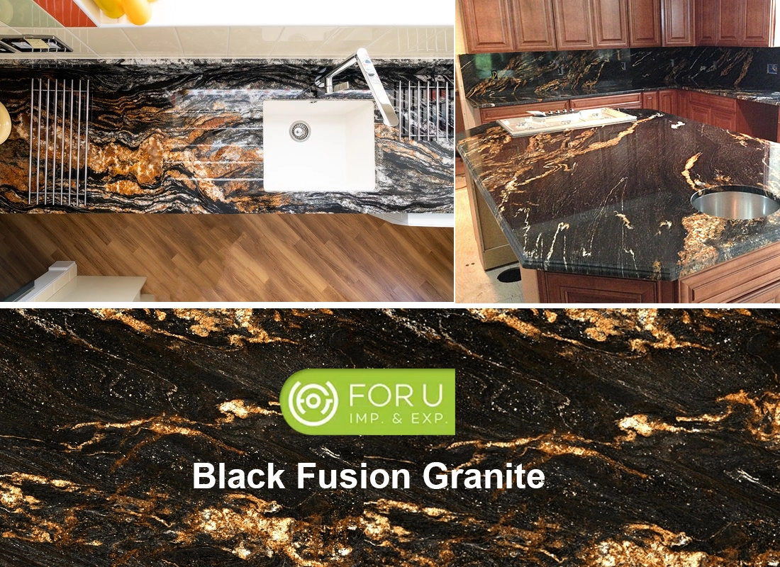Customized Black Fusion Granite Kitchen Countertop Projects FOR U STONE