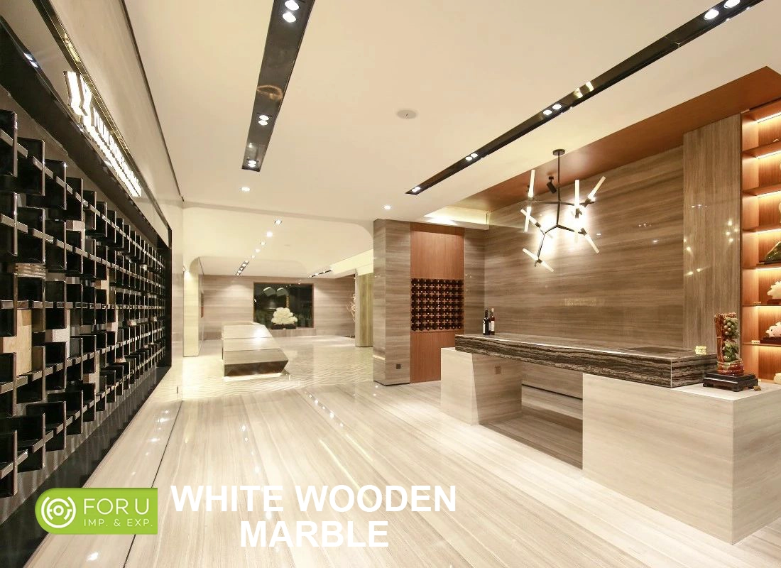 Polished Wooden White Marble Flooring Projects