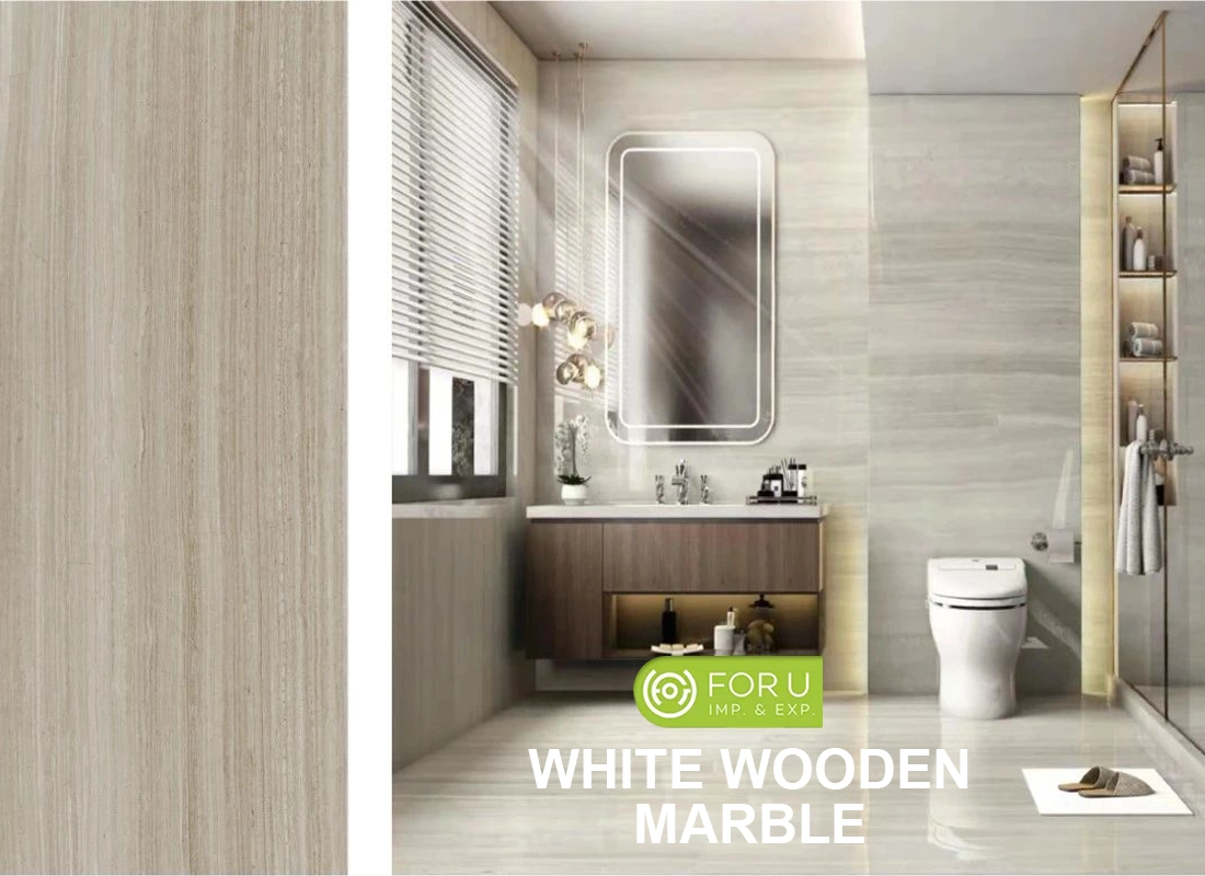 White Wooden Marble Bathroom Tiles For Hotels FOR U STONE