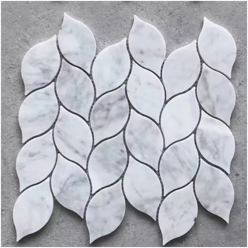 Carrara Marble Leaf Mosaic Tiles