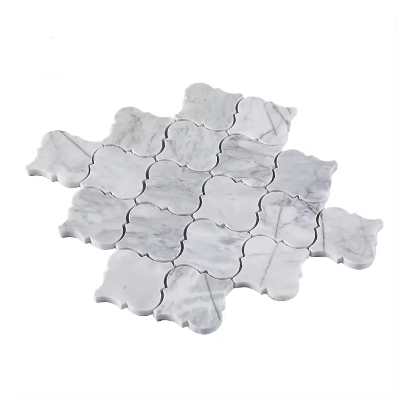 White Carrara Arabesque Marble Mosaic Tiles