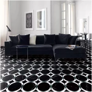 Nero Marquina Marble Waterjet Inlay Flooring Tiles Projects FOR U STONE