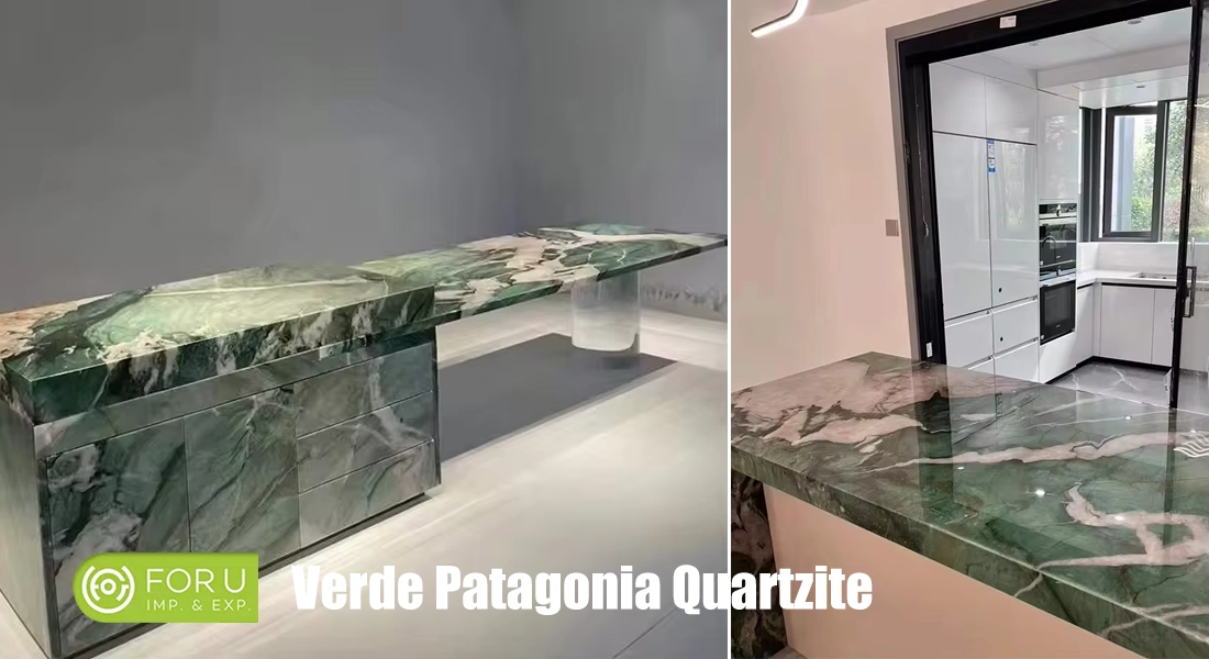 Verde Patagonia Quartzite Kitchen Countertop and Tables Projects FOR U STONE