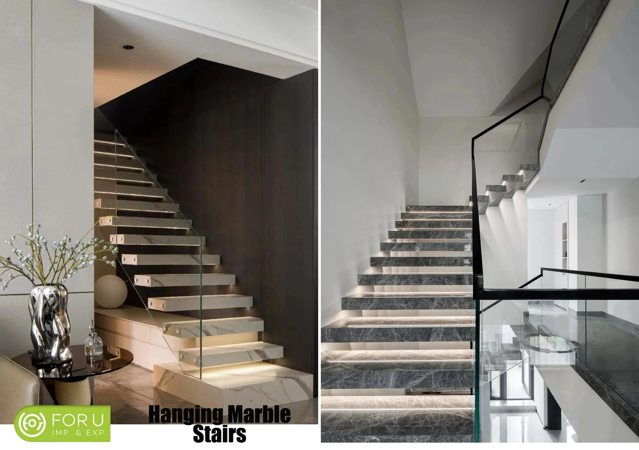 White Marble and Grey Marble Stairs Projects
