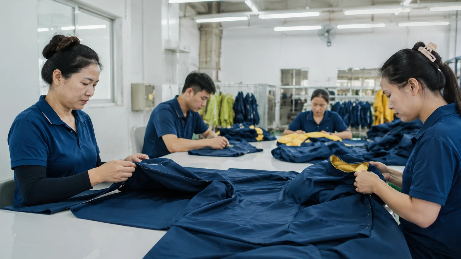 Rainwear final inspection and quality control check