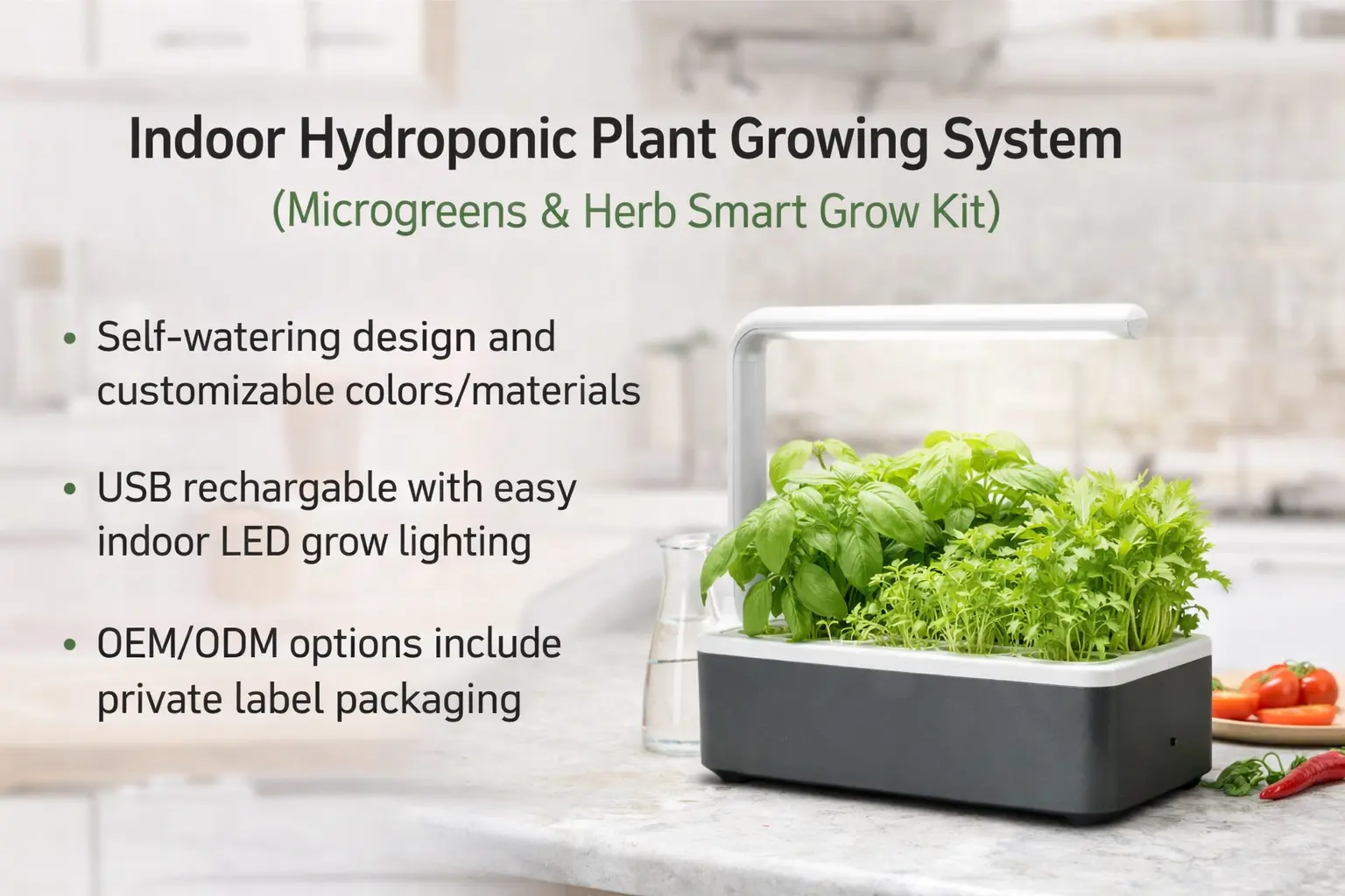Indoor Hydroponic Plant Growing System Grow Kit for Microgreens Herbs